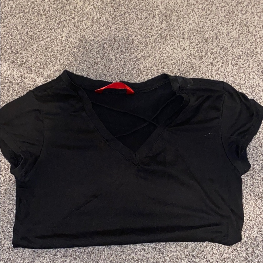 Short sleeve cross front shirt